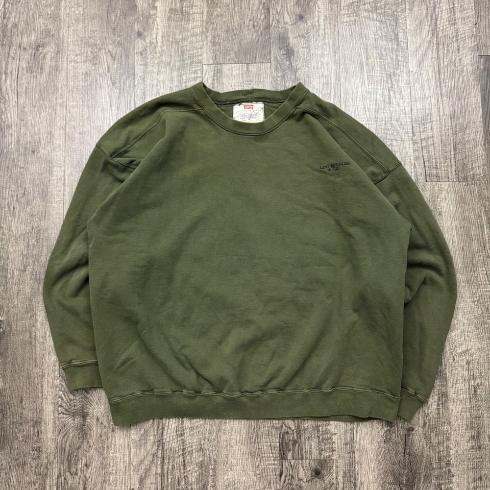 Vintage 90s Levi's Embroidered Logo Crewneck Sweatshirt USA Green XL